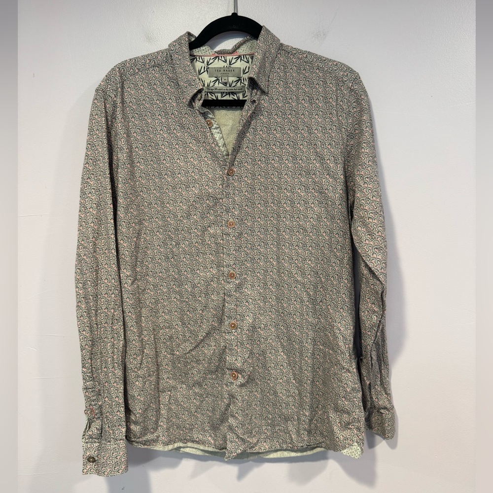 Ted Baker Pink and White Patterned Shirt 100% Cotton‎